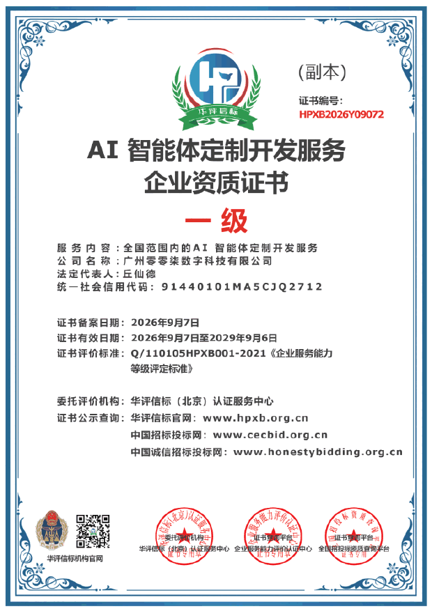 AI智能体定制开发成企业新刚需，零零柒数字科技一级资质意味着什么