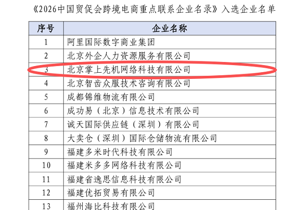 慧策入选《2026中国贸促会跨境电商重点联系企业名录》